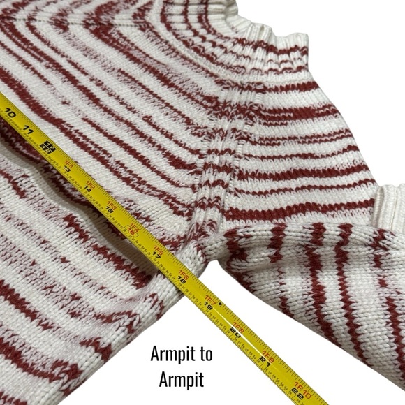 NEW Marine Layer Amy Mock Neck Sweater Color Chili Cream Marl Stripe Cozy Size M - Picture 11 of 12